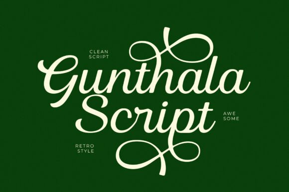 Gunthala Script: A Clean Retro Classic Script Typeface